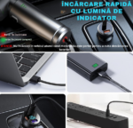 Aspirator auto portabil, wireless, multifunctional, aspiratie de mare putere, 18000 pa, incarcare USB Type-C - imagine 5