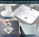 Ventil Lavoar cu Filtru de Drenaj, Dop Scurgere, Usor de Curatat, din Otel Inoxidabil, pentru Baie si Bucatarie - imagine 7