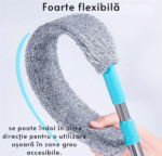 Mop Flexibil pentru curatarea Spatiilor inguste, Indepartarea Prafului, Maner Telescopic Extensibil, Contine Laveta Microfibra de Rezerva – Curatare sub Electrocasnice Mari, Canapele, Mobilier - imagine 4