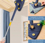 Mop profesional triunghiular, rotativ 360°, adjustabil, cu storcator, 2 lavete din microfibra - imagine 5