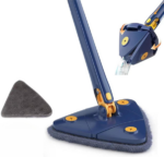 Mop profesional triunghiular, rotativ 360°, adjustabil, cu storcator, 2 lavete din microfibra