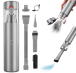 Aspirator auto portabil, cu acumulator 3 in 1, Pentru uz casnic sau Auto, Wireless, Putere 75W, 6500 PA, Functie Suflare, Functie Aspirare, Functie de Pompa de vid, incarcare Type-C, filtru Hepa, 8 accesorii incluse