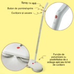 Mop Electric Rotativ, Fara Fir, cu Jet de Apa si Lavete de Microfibra, Functie Pulverizare Apa, Functie Auto-Curatare si Auto-Uscare, 120rpm, Baterie Reincarcabila, 2500 mAh, Autonomie 45 min, Capacitate Rezervor 200ml, Galeata Curatare Inclusa - imagine 6