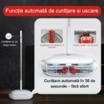 Mop Electric Rotativ, Fara Fir, cu Jet de Apa si Lavete de Microfibra, Functie Pulverizare Apa, Functie Auto-Curatare si Auto-Uscare, 120rpm, Baterie Reincarcabila, 2500 mAh, Autonomie 45 min, Capacitate Rezervor 200ml, Galeata Curatare Inclusa - imagine 5