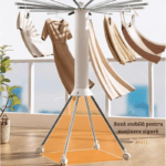 Uscator Vertical Pliabil pentru Haine si Incaltaminte, 3 Niveluri, 360°, cu Roti, Suport pentru Umerase, 20 Cleme, Cadru Metalic Stabil - imagine 3