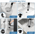 Dispozitiv Profesional de Desfundat Toalete si Chiuvete – Otel Inoxidabil, Eficienta Instantanee - imagine 3