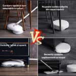 Mop Electric Rotativ, Fara Fir, cu Jet de Apa si Lavete de Microfibra, Functie Pulverizare Apa, Functie Auto-Curatare si Auto-Uscare, 120rpm, Baterie Reincarcabila, 2500 mAh, Autonomie 45 min, Capacitate Rezervor 200ml, Galeata Curatare Inclusa - imagine 4