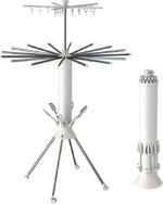 Uscator Vertical Pliabil pentru Haine si Incaltaminte, 3 Niveluri, 360°, cu Roti, Suport pentru Umerase, 20 Cleme, Cadru Metalic Stabil