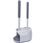 Set Perie WC si Pompa Desfundat WC, Chiuveta, Dus, Perie 360°, Ventuza Puternica,  Recipient pentru Scurgerea Apei, Perie WC cu Suport, Design Modern, Gri, 48x14.5x24cm - imagine 5