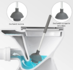 Set Perie WC si Pompa Desfundat WC, Chiuveta, Dus, Perie 360°, Ventuza Puternica,  Recipient pentru Scurgerea Apei, Perie WC cu Suport, Design Modern, Gri, 48x14.5x24cm - imagine 2